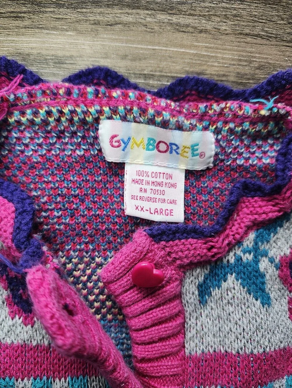 Vintage 90s Gymboree Pink and Purple Knit Cardigan